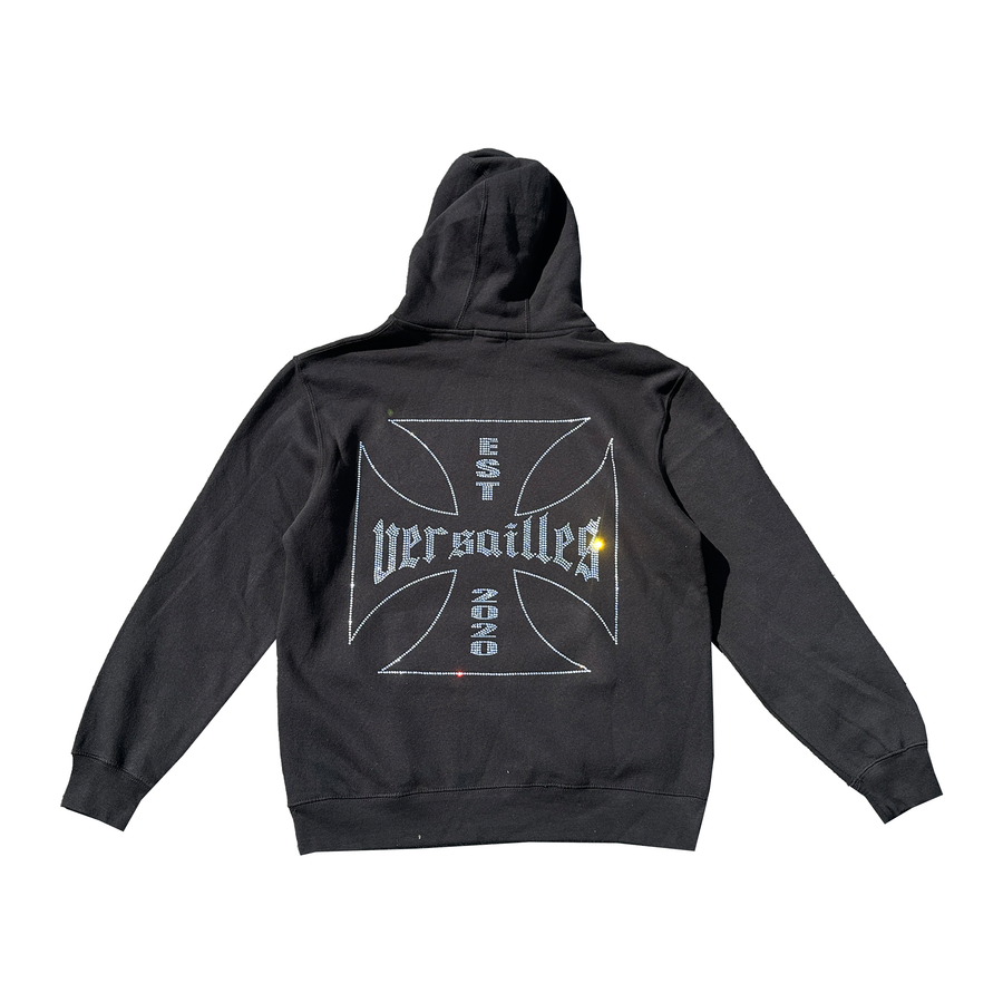 Versailles 'Medieval Cross' Rhinestone Zip-Up