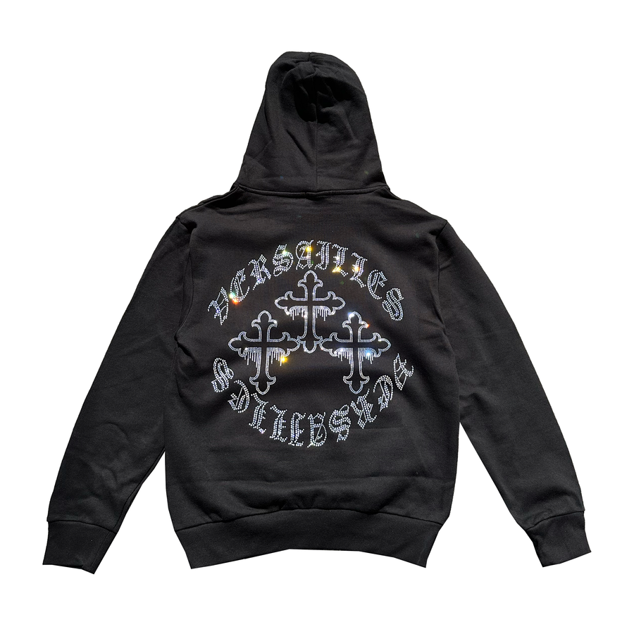 Versailles Flooded Red Rhinestone Cross Urban Hoodie V2