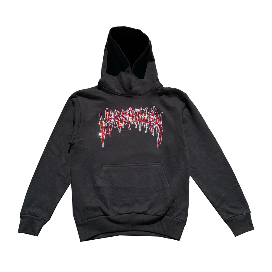 Versailles Flooded Red Rhinestone Cross Urban Hoodie V2