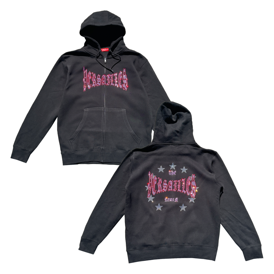 'The Versailles Realm' Pink Rhinestone Versailles Zip-Up - VERSAILLES