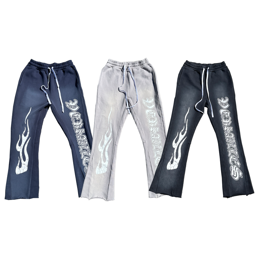 Versailles Acid Wash Flared Sweatpants - VERSAILLES