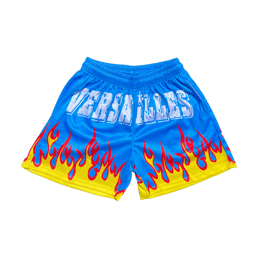 Versailles LIGHT BLUE Flame Mesh Shorts - VERSAILLES