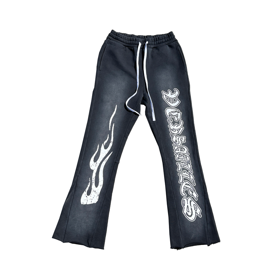 Versailles Acid Wash Flared Sweatpants - VERSAILLES