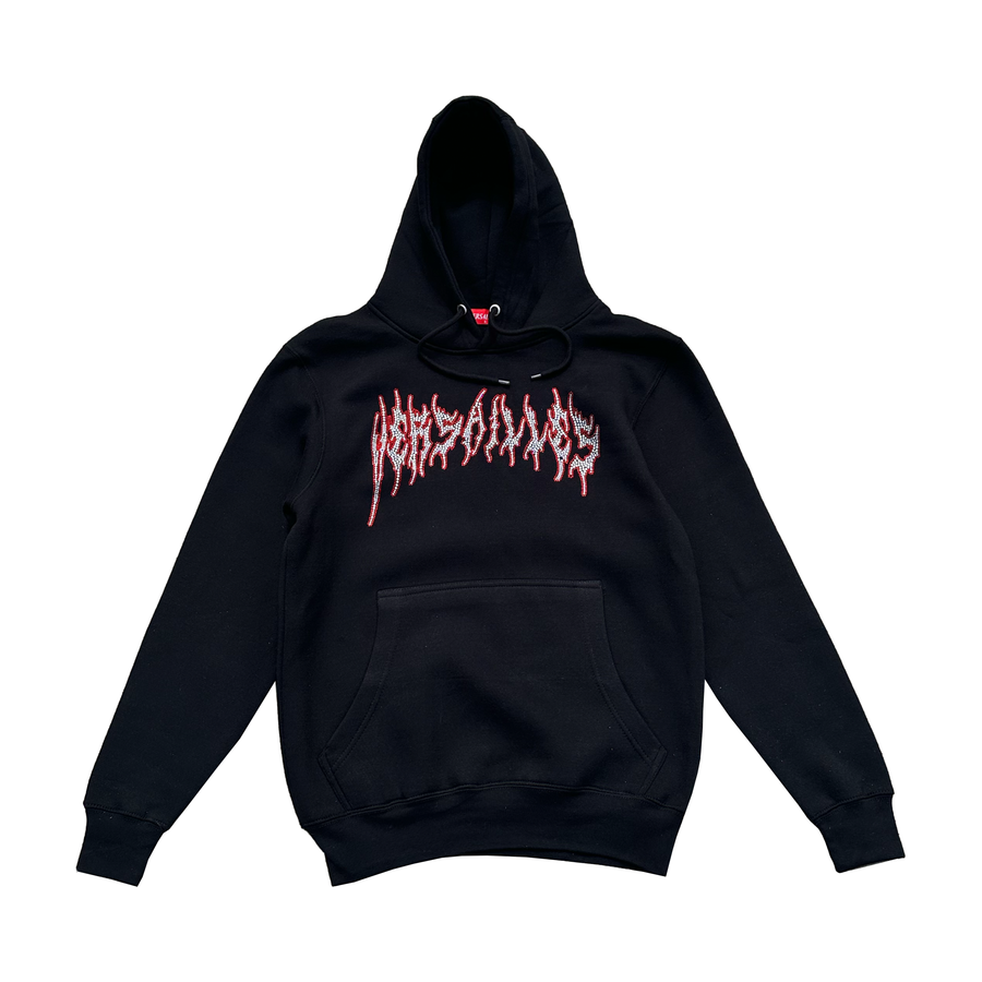 Versailles Red Rhinestone Heavy Metal Hoodie - VERSAILLES