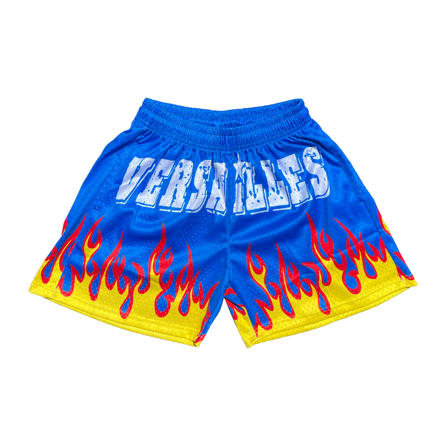 Versailles BLUE Flame Mesh Shorts - VERSAILLES