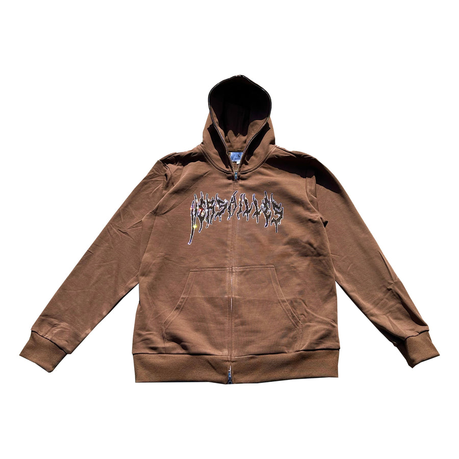 Versailles Rhinestone Heavy Metal Brown FULL Zip-up - VERSAILLES