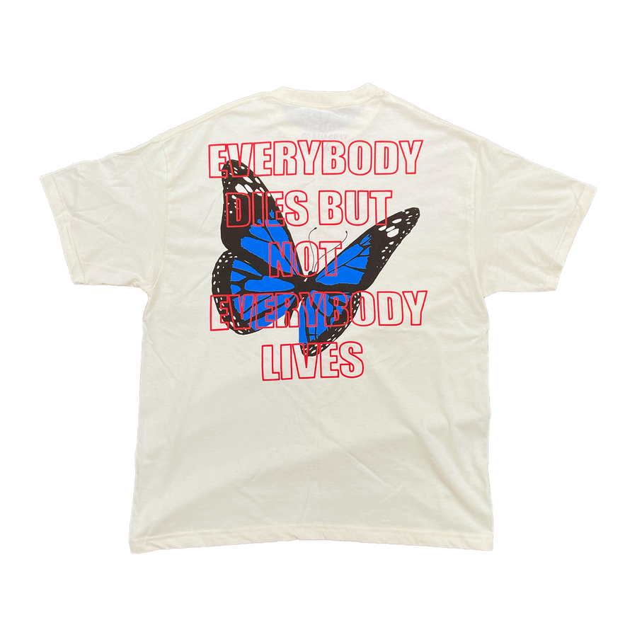 Versailles 'Everybody Dies But Not Everybody Lives' Butterfly Cream T-Shirt - VERSAILLES