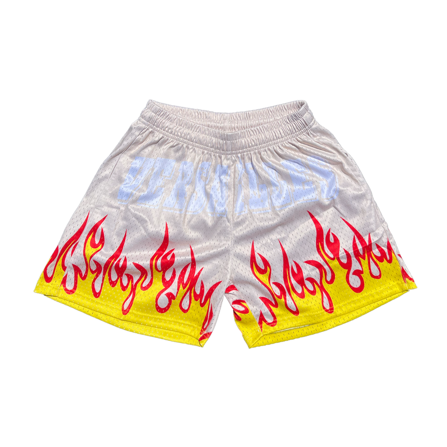 Versailles CREAM Flame Mesh Shorts - VERSAILLES