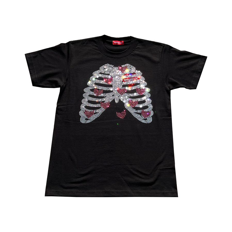 'Evil Hearts' Versailles Rhinestone Rib Cage T-shirt - VERSAILLES