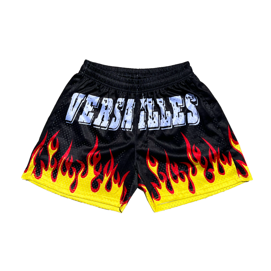 Versailles BLACK Flame Mesh Shorts - VERSAILLES