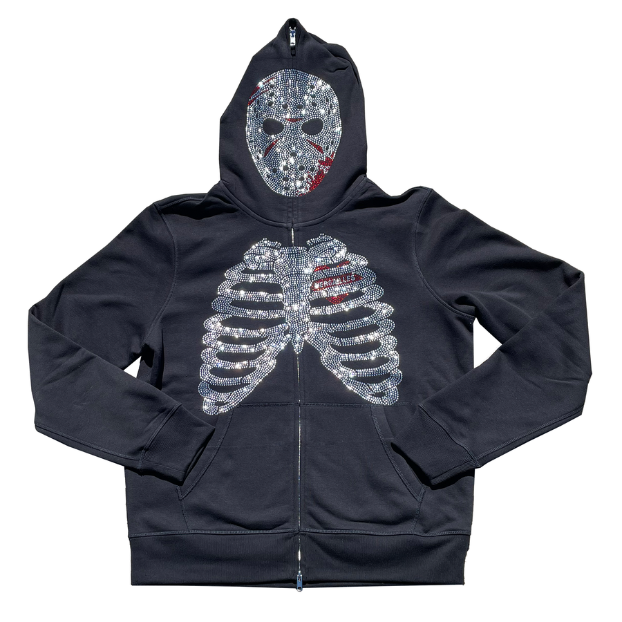 Jason Rhinestone Rib Cage Full Zip-up - VERSAILLES