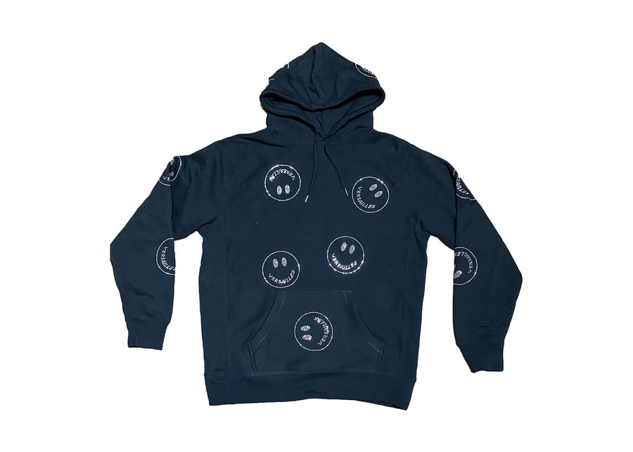 Versailles All Over Print Smiley Face Rhinestone Hoodie - VERSAILLES