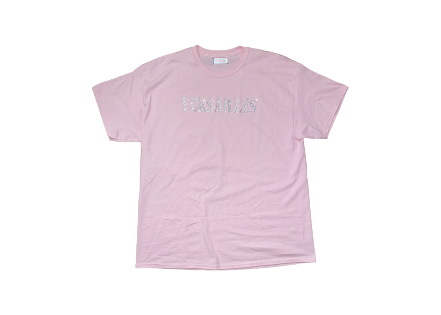 Versailles rhinestone logo on light pink shirt - VERSAILLES