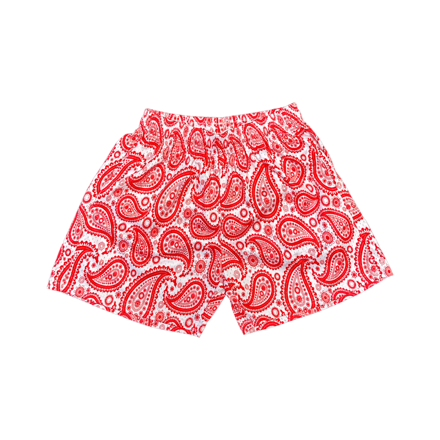 Versailles RED Paisley Mesh Shorts - VERSAILLES