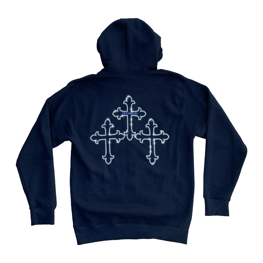 Versailles Rhinestone Triple Cross Zip-Up - VERSAILLES