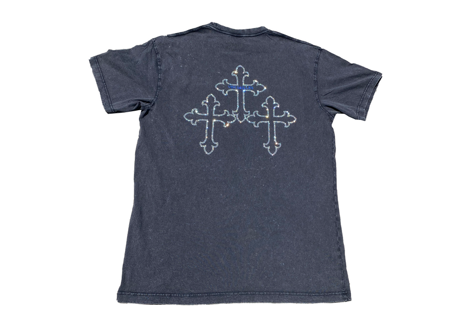 Versailles Rhinestone Triple Cross Vintage T-Shirt - VERSAILLES