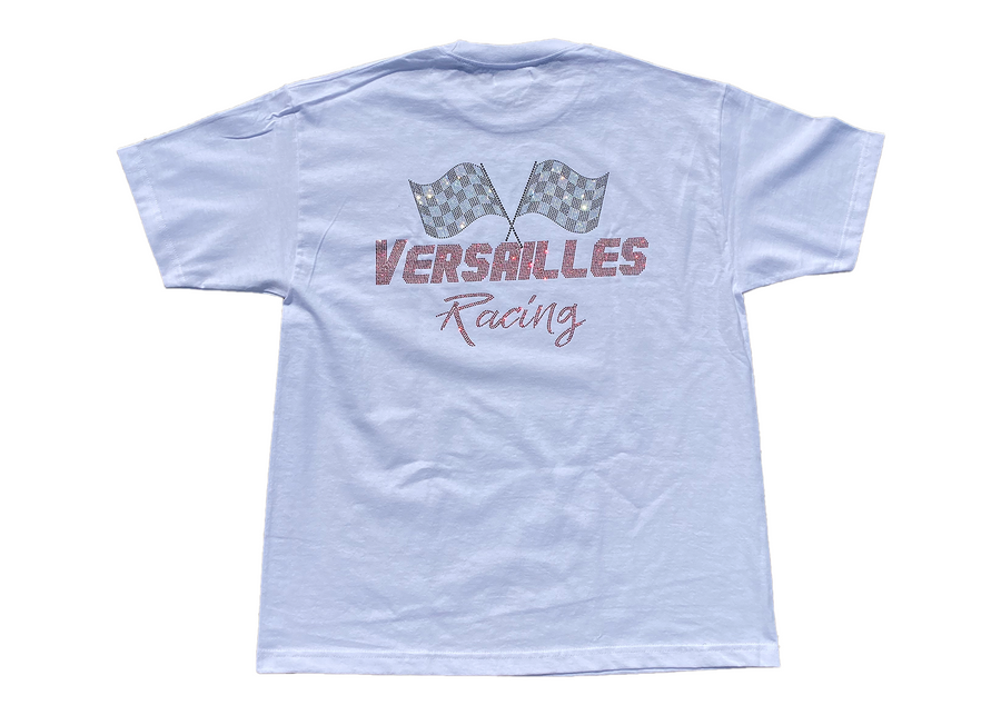 Versailles Rhinestone Racing White T-Shirt - VERSAILLES