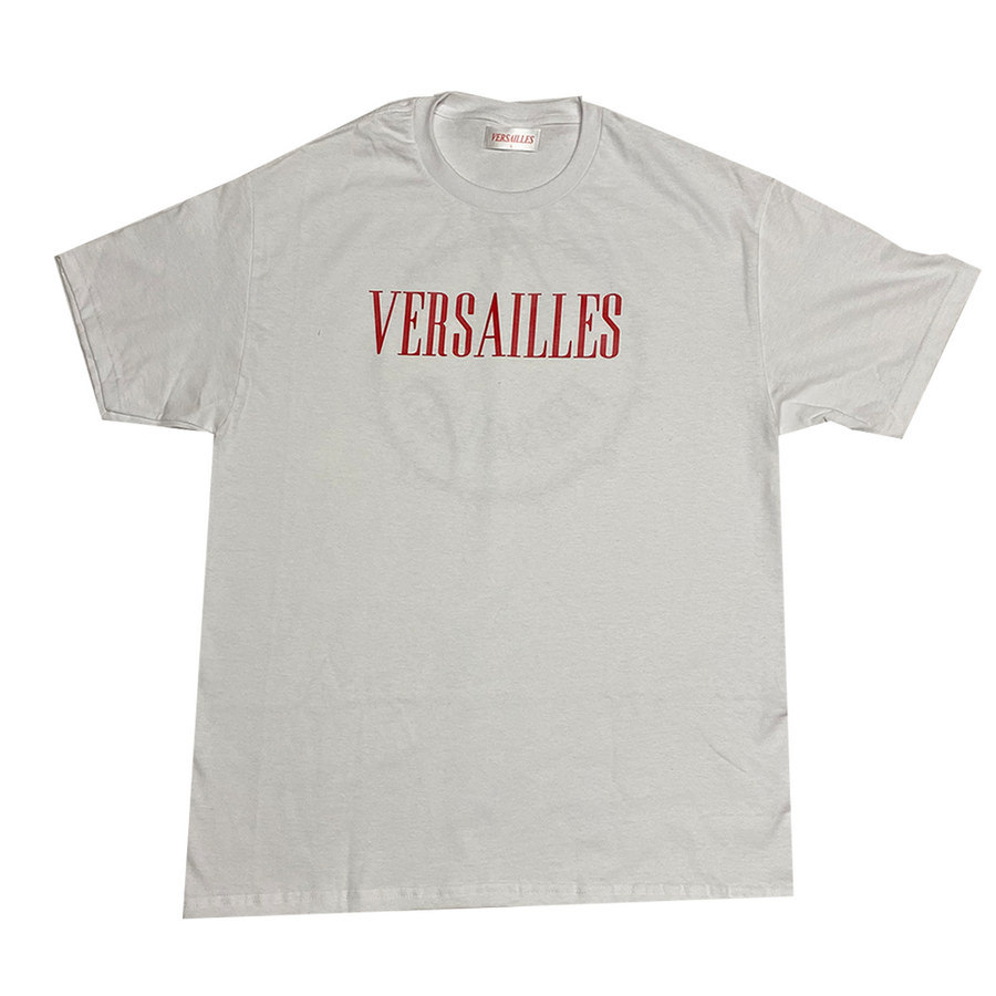 Versailles Rhinestone Barbed Wire Smiley Face White Tee - VERSAILLES