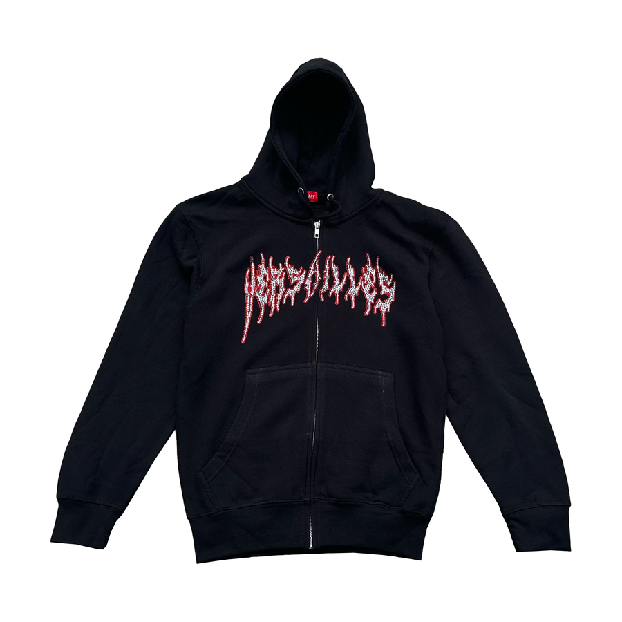 Versailles Red Rhinestone Heavy Metal Zip-Up - VERSAILLES